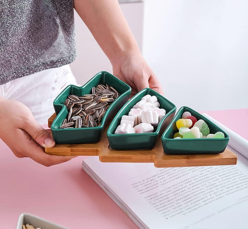 Juego De Platos Verdes Para Árbol De Navidad, Plato De Cerám