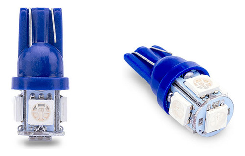 Par Lâmpada Led Pingo T10 6000k 5 Leds Smd 12v Azul Tarponn