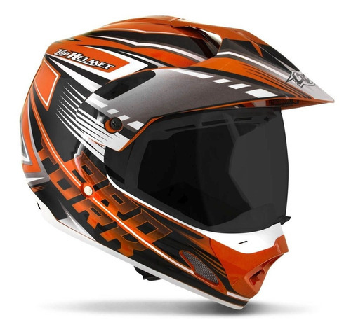 Capacete Integral Motocross Pro Tork Th1 Vision Adv Vis.fumê Cor Laranja-branco Tamanho do capacete 58