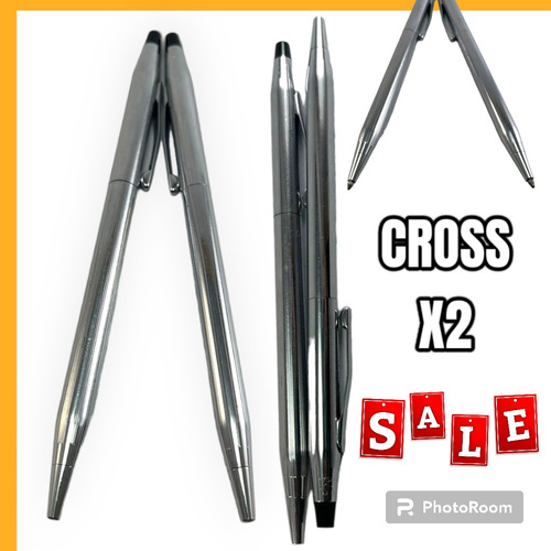 Boligrafo Cross Original Plateado Oferta Lote X2 Imperdible