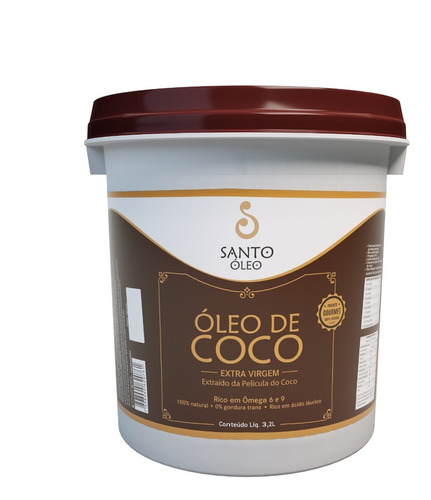 Santo Óleo De Coco Extravirgem Da Película 3,2 Litros