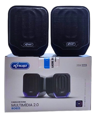 Caixa De Som Para Computador E Notebook Usb P2 12w Com Led