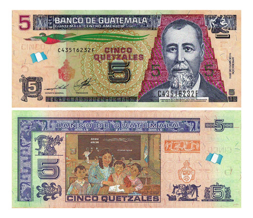 Grr-billete De Guatemala 5 Quetzales 2014 