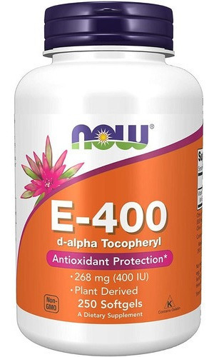 Vitamina E-400 Ui Com D-alfa Tocoferol 250 Cáps Now Foods