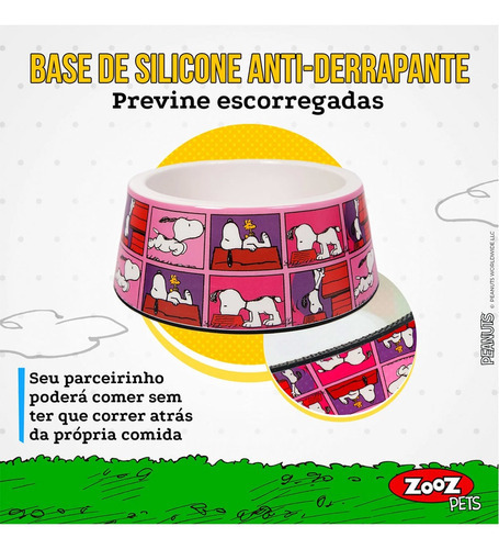 Comedouro Cachorro Snoopy Modelo Quadrinhos Pink Zooz Pets