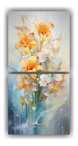 100x50cm Cuadro Decorativo Arte Pared Narcisos Colorido Acua