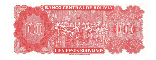 Antiga Cédula Colecionavel De 100 Pesos Bolivianos (Usado)