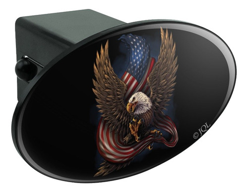 Patriotic Bald Eagle American Usa Waving Flag Oval Remolque