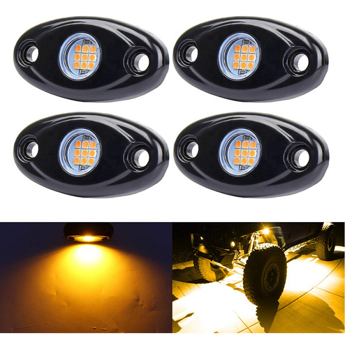 Luces Led Amarillas De Roca, 4 Capsulas De Neon De 12 V, Res