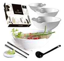 Comprar Juego De 4 Tazones Blancos Xl Para Pho. 16 Piezas Pho Bow...