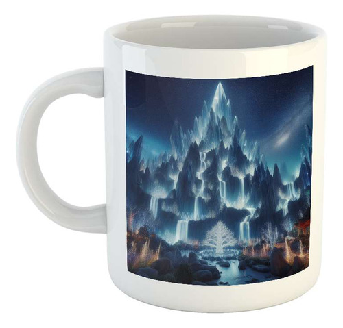 Taza Ceramica Montaña Cristal Cascadas Nieve Noche M3