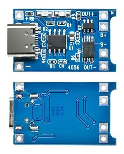 Módulo Tp4056 Cargador Batería 18650 Tipo C Usb 5 Unidades