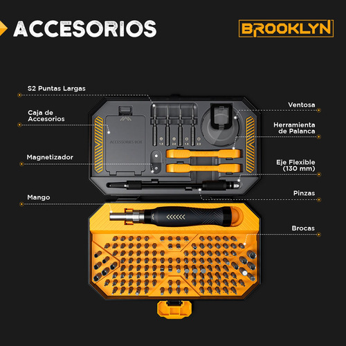 Imagen 3 de 10 de Set Destornillador De Precision Brooklyn Juego 143 Piezas