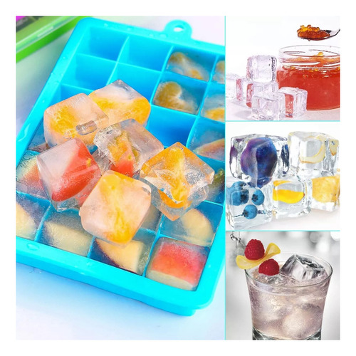 3 Piezas Moldes Bandejas De Cubitos Hielo Silicona Con Tapas