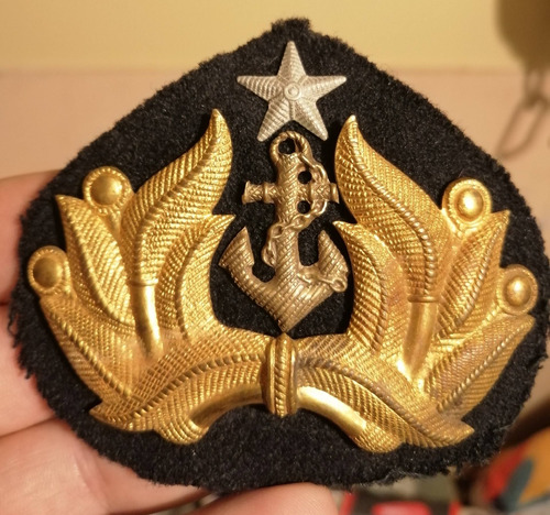 Antiguo Emblema De Gorra De Oficial Armada De Chile De Metal