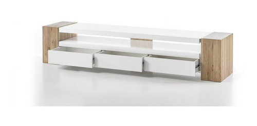 Imagen 4 de 8 de Mueble De Tv Moderno Lacado Y Madera Natural Ref: Lan