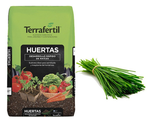 Sustrato Huertas Terrafertil 50lt Con Semillas De Ciboulette