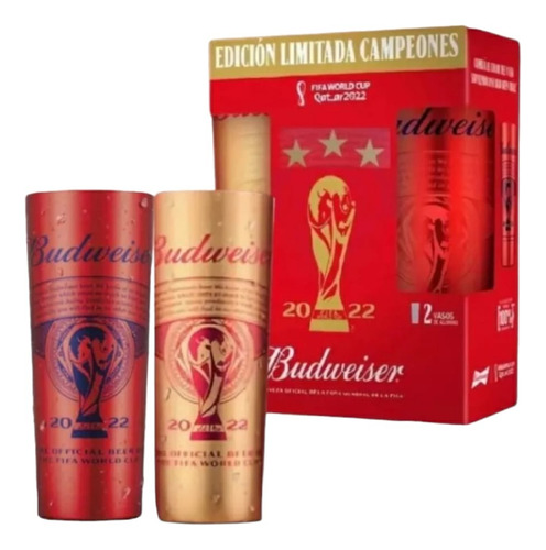 Pack X2 Vasos Mundial Budweiser Edición Limitada