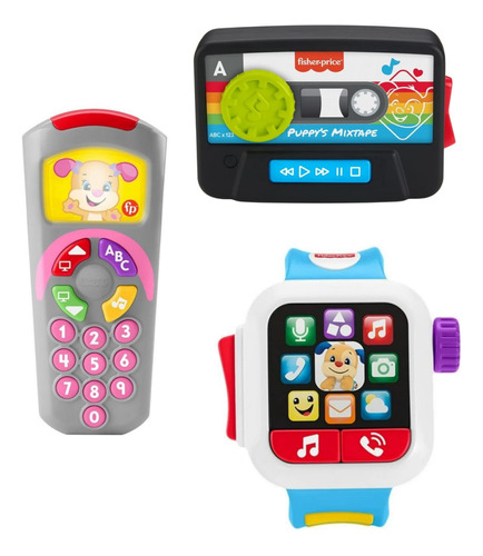 Pack 3 Juguetes Fisher Price Casete + Smartwatch + Control