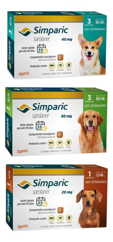 Simparic 20mg Com 1- Simparic 40mg Com 3-simparic 80mg Com 3