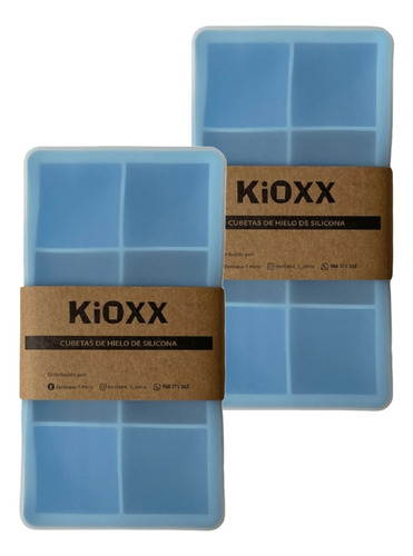 Set De 2 Cubetas De Silicona 8 Cavidades Kioxx Celeste