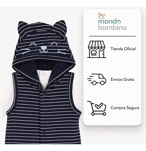Conjunto Mondo Bambino Overol Y Pañalero Para Bebé Niño Azul Marino 6 M