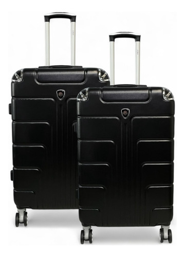 Set De Maletas 20 Y 18 Pulgadas Carry On Ligeras Con Ruedas Negro Rayas