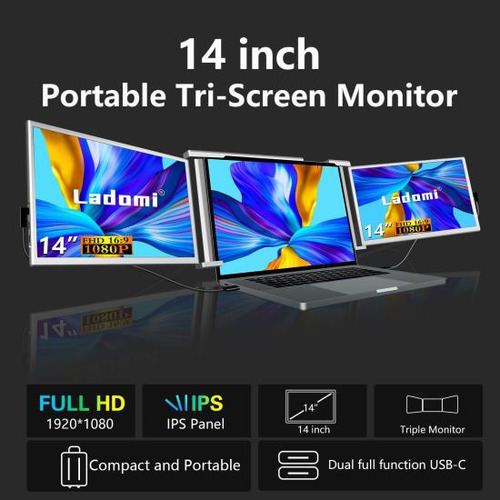 Extensor De Pantalla Triple Para Computadora Portátil Ladomi