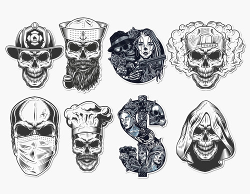 Imagen 1 de 3 de Pack De 20 Stickers Calaveras (p017)