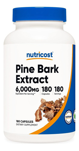 Nutricost Pine Bark Extract 6000 Mg Corteza Pino 180 Cáps Sabor Sin Sabor