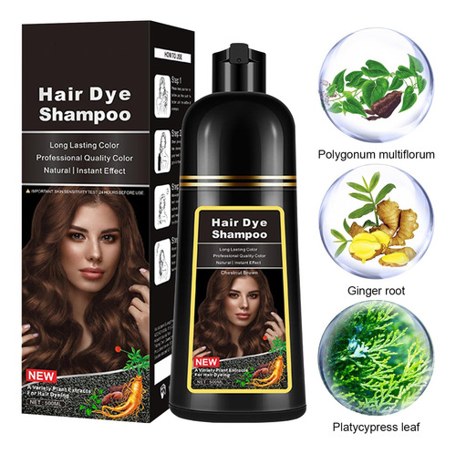 Lymznus Champú Para Tinte De Cabello Marrón Castaño 3 En 1,