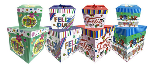 Pack 6 Cajas De Regalo Desayuno Plegable 22cm Feliz Dia 5225