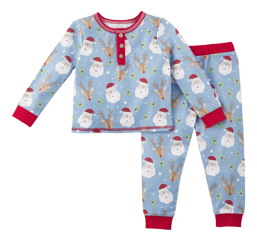 Mud Pie Pijama De Pap Noel Para Beb Nio, Azul / Patchwork, 4