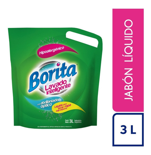 Jabon Liquido Para Ropa Borita Baja Espuma Doypack 3lt