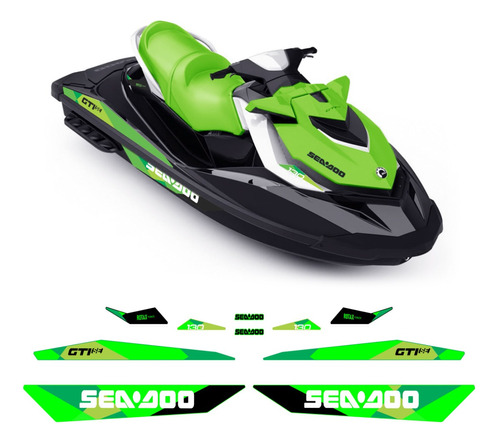 Kit Adesivos Completo Jet Ski Sea Doo Gti 130 2019 Verde