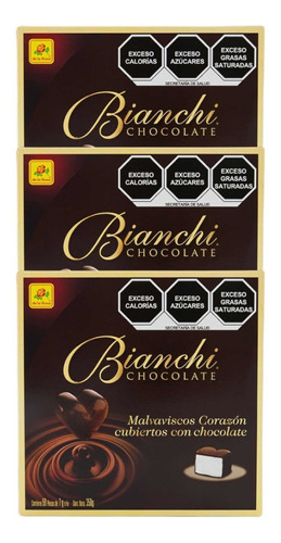 Malvavisco Corazón Chocolate Bianchi 150pza 1050g De La Rosa