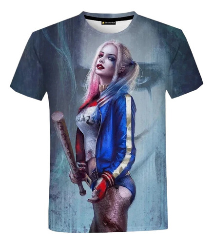 Camiseta De Manga Corta Con Estampado 3d Harley Quinn