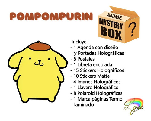 Pompompurin Mystery Box Holográfia Agenda + Sanrio Anime