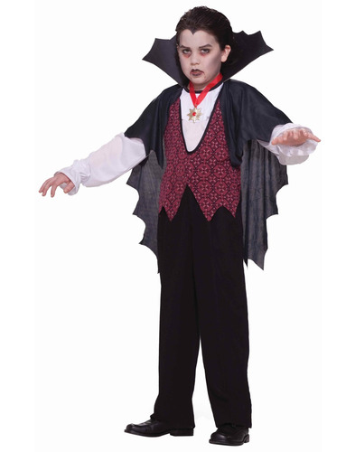 Drácula Vampiro Negro Y Rojo Gótico Real Bat Boy Niños
