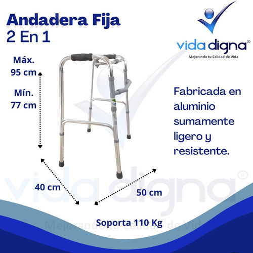 Andadera De Aluminio De Lujo 2 Funciones - Ortopédica Adulto