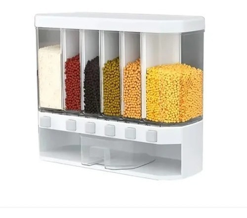 Dispensador Pared Mesa 6 Espacios Granos Cereal Arroz Pasta