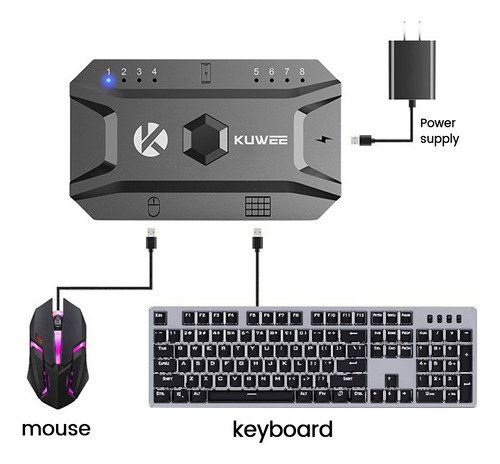 Convertidor Bluetooth Hub Usb 5.0 De Teclado Y Ratón Cablead