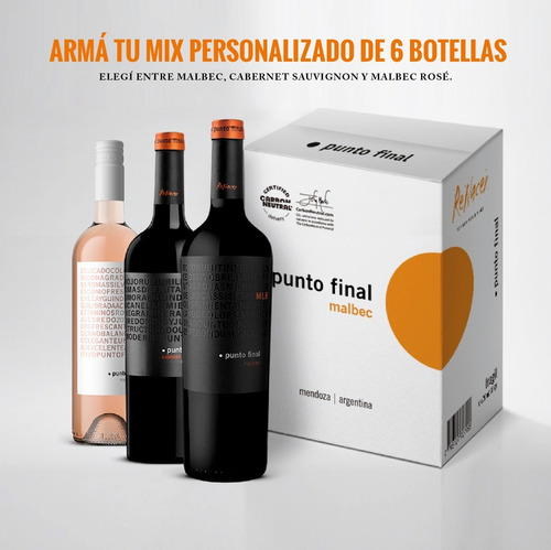 Imagen 6 de 10 de Vino Punto Final Armá Tu Mix 6 Botellas X 750ml