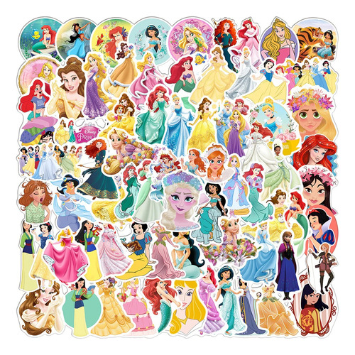 100 Stickers Mix Princesas Disney - Etiquetas Autoadhesivas