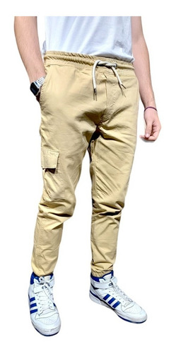 Pantalon No Name Jogger Cargo Gabardina Elastizada Ocre