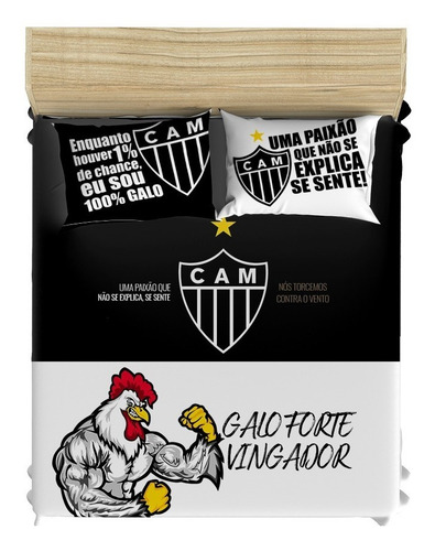Imagem 2 de 4 de Colcha De Casal Do Atlético Mineiro Forro Matelado + Fronhas