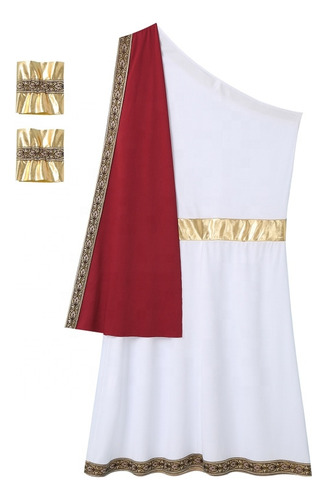 Disfraz De Toga Griega Antigua Para Hombre Con Bata Y Puños Desmontables