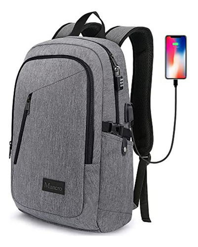 Mochila Para Portátil Mancro Compatible Con Viajes Y Negocio