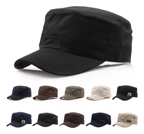 Gorro Militar Ajustable De Color Liso Unisex, Retro, De Algo