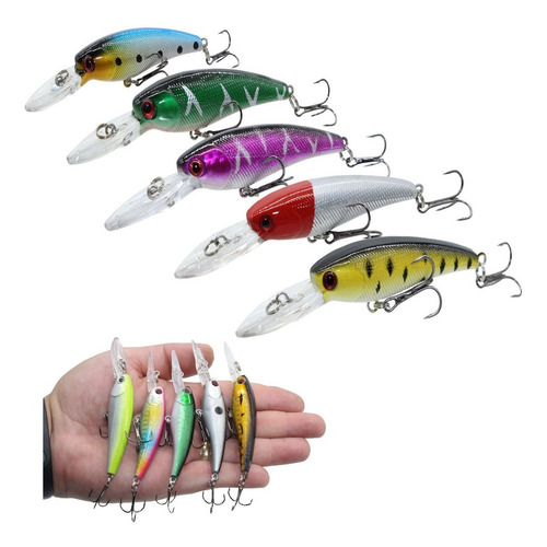 Kit Com 10 Isca Artificial De Pesca Traira Tucunare 8gr 6cm Cor VARIADOS